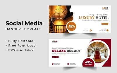 Luxury Hotel Facebook cover banner template