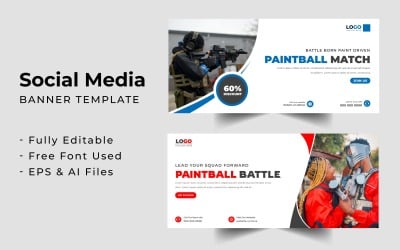 Modello di banner per la copertina di Facebook di Paintball Match