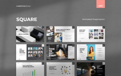Modelo de PowerPoint animado quadrado