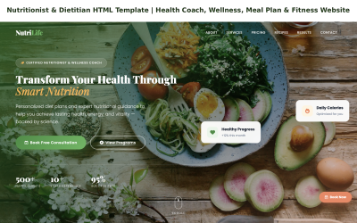Nutritionist &amp;amp; Dietitian HTML Template | Health Coach, Wellness, Meal Plan &amp;amp; Fitness Website