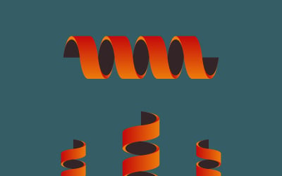 Set mit Elementen aus orangefarbenen Spiralbändern – Dekorative Bannergrafiken mit Farbverlauf