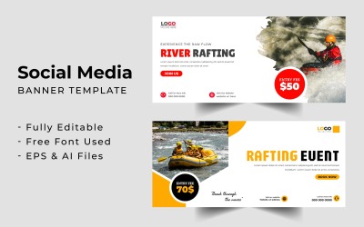 Rafting Facebook cover banner template
