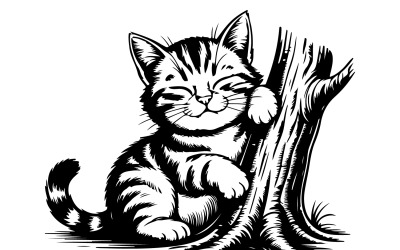 Retro Chill Cat Typography Illustration