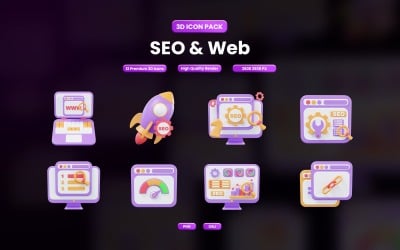 SEO 和 Web 3D 图标包设计