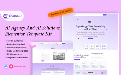 EvmoAI – Kit de Modelos Elementor para Agências e Soluções de IA