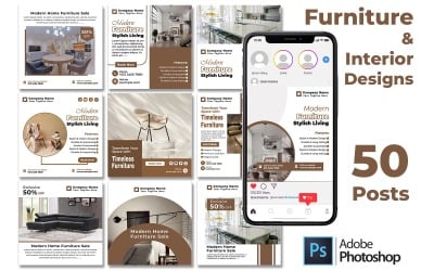 Furniture Interior Display Social Posts Photoshop Bundle