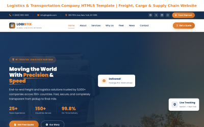 HTML5-mall för logistik- och transportföretag | Webbplats för frakt, gods och leveranskedja