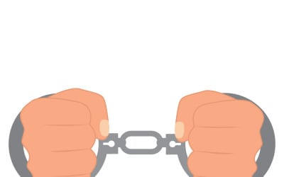 Human Hands in Handcuffs Vector Illustration for Justice Concepts