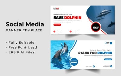 Salva il modello di banner di copertina di Facebook Dolphin
