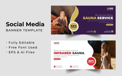 Sauna Service Facebook cover banner template