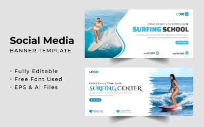 Surfing Training Facebook cover banner template