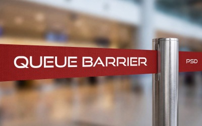 Szablon PSD makiety brandingu bariery kolejkowej