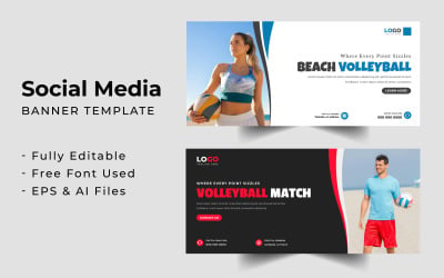 Voleybol Maçı Facebook kapak afişi şablonu