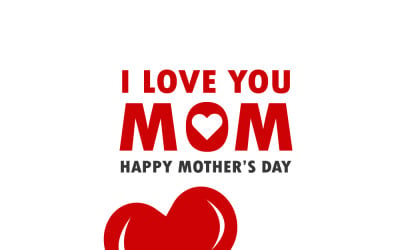 I Love You Mom Happy Mother's Day Card With Red Hearts And Love Message