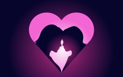 Happy Mother's Day Heart Silhouette of Mother and Child Showing Love and Family Bond