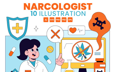 10 Narcologist Vector Design Illustration