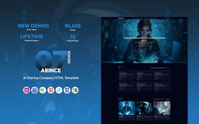 Arince - Modelo HTML para Startup de IA - Tailwind CSS - Design em Vidro