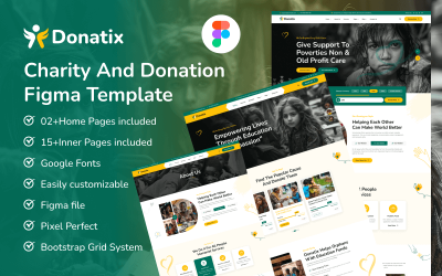 Donatix - Modello Figma per enti di beneficenza, organizzazioni non profit e donazioni.