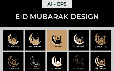 Eid Mubarak greeting card and social media elements design