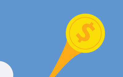 Gold Coin with Dollar Sign Rising Up for Currency Performance and Market Growth