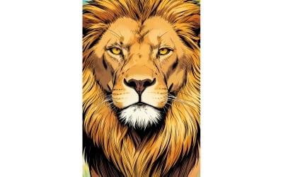 Vertical Shot Magnificent Lion Illustration