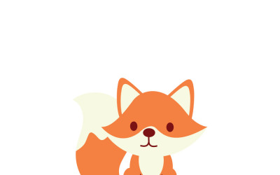 Lindo cachorro de zorro de bosque de dibujos animados con orejas grandes y cola con puntas blancas