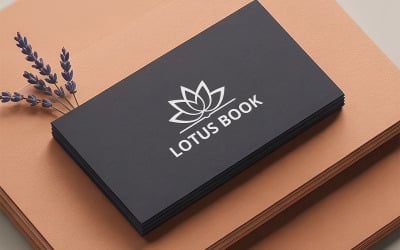 Dark Textured Card Mockup with Floral Shadow &amp;amp; Stack