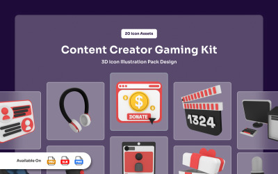 Zestaw do brandingu ikon 3D Gaming Creator