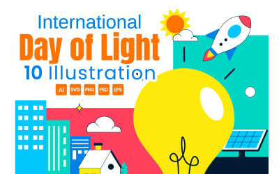 10 illustrationer för den internationella ljusdagen