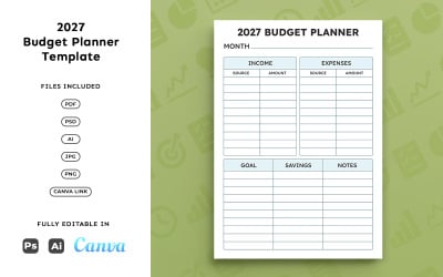 2027 Budget Planner for Professionals – Business Finance, Expense Tracking, Minimal A4
