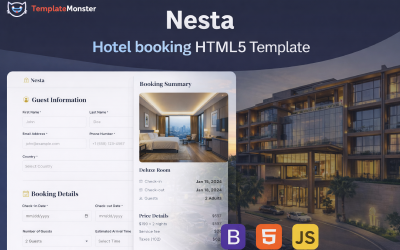 Nesta - HTML5 Bootstrap-sjabloon voor hotelboekingen