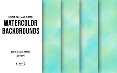 Watercolor Background Set – Blue and Green Minimal Digital Paper, Texture Collection