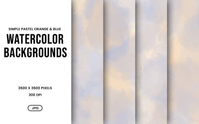Watercolor Background Set – Pastel Orange &amp;amp; Blue Minimal Digital Paper, Texture Collection