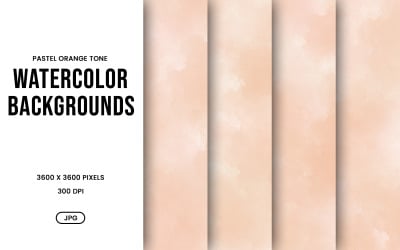 Watercolor Background Set – Pastel Orange Tone Digital Paper, Texture Collection