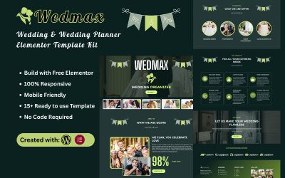 Wedmax - Kit de modèles Elementor pour mariage et organisation de mariage