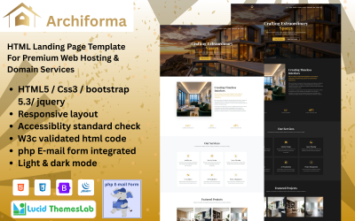 Archiforma – Interior Design and Architecture Landing Page Template | Crafting Extraordinary Spaces
