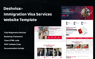 Deshvisa - Göçmenlik Vize Hizmetleri HTML5 Web Sitesi Şablonu