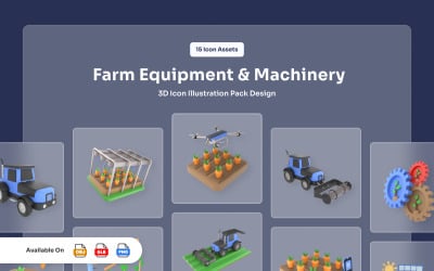 Farm Equipment and Machinery 3D Icons