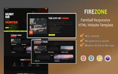 Firezone - Modelo de site HTML responsivo para paintball