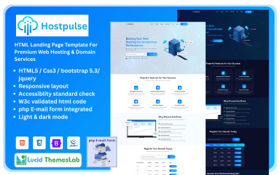 HostPulse – Premium Web Hosting and Domain Services Landing Page Template | HTML, Bootstrap 5.3