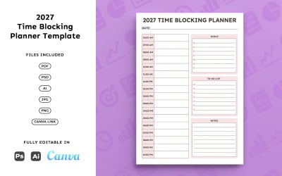 2027 Time Blocking Planner for Productivity – Planning Schedule &amp;amp; Task Management, Minimal A4