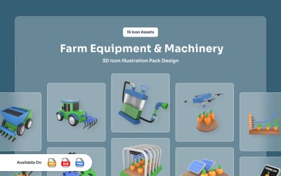 Industrial Farm Machinery 3D Icons