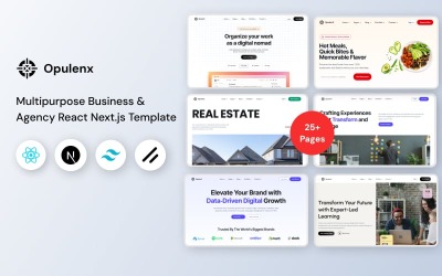 Opulenx - Multifunktionell React Next.js 16 webbplatsmall för företag och byråer