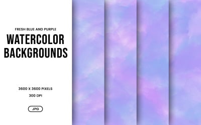 Watercolor Background Set – Fresh Blue &amp;amp; Purple Abstract Digital Paper, Texture Collection