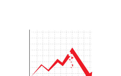Business Graph with Red Arrow Falling Down Showing Sharp Economic Decline
