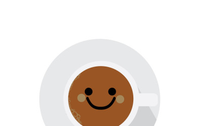 Весёлая кофейная чашка с улыбающимся лицом и концепцией энергии.