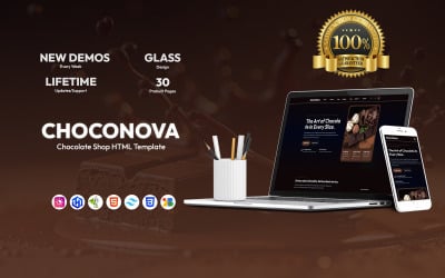 Choconova – Modèle HTML pour boutique de chocolat – Tailwind CSS