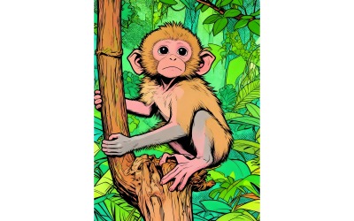 Scimmie carine dove vivono, illustrazione della natura