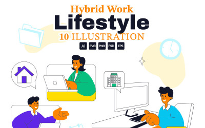 10 Hybrid Work Lifestyle Illustration