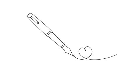 6. Desenho contínuo de uma linha feito com caneta esferográfica sobre fundo branco.